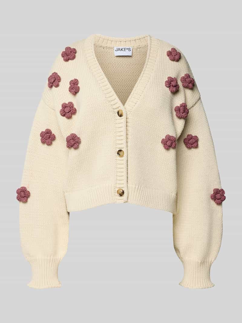 Jake*s Casual Gebreid jack met oversized schouders en V-hals