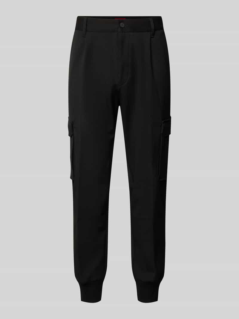 HUGO Tapered fit cargobroek met structuurmotief model 'Glavin'
