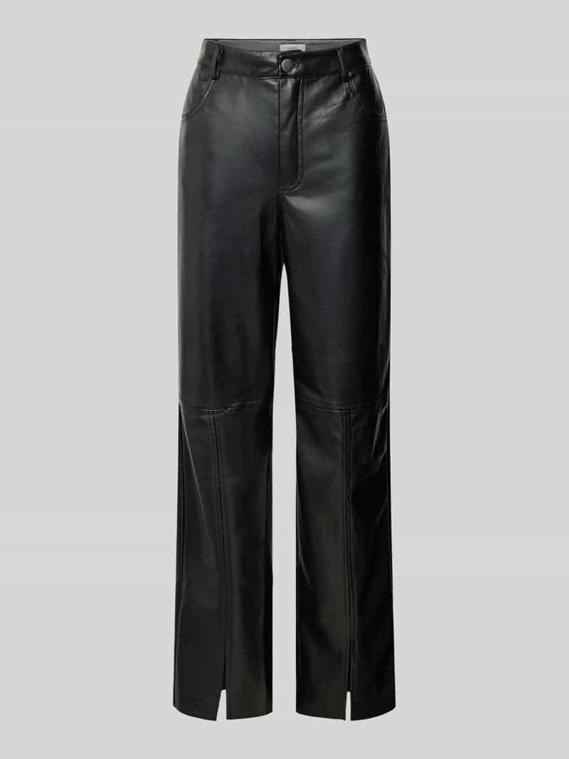 MbyM Straight leg broek in leerlook model 'Mayanna'