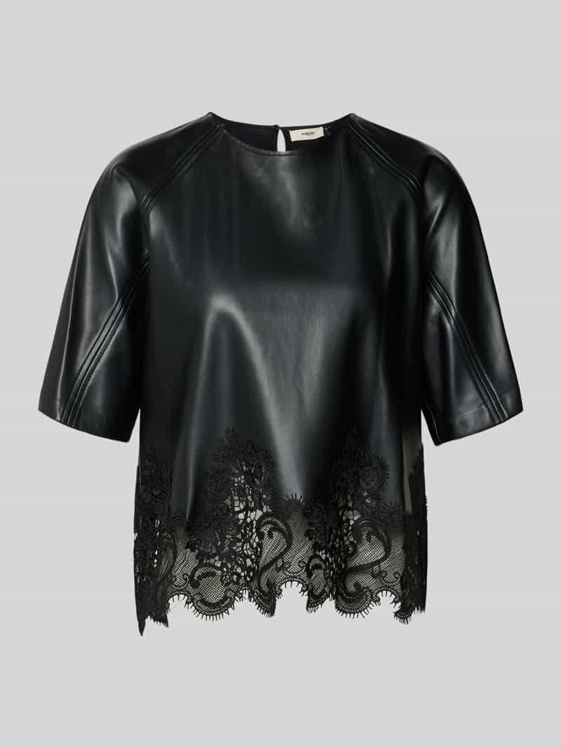 SUNCOO PARIS Blouseshirt in leerlook met kant model 'LONDON'
