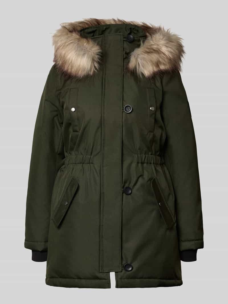 Only Regular fit parka van polyester met afneembare met imitatiebont model 'Iris'