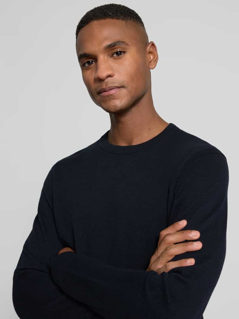 Profuomo Gebreide pullover van wolmix met ronde hals