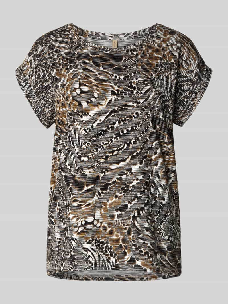 Soyaconcept T-shirt met geribde ronde hals