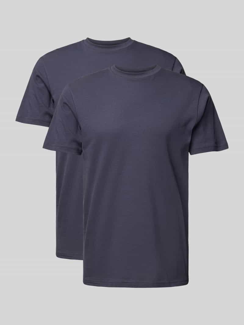 T-shirt met geribde ronde hals in set van 2