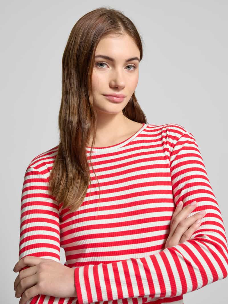 Pieces Slim fit shirt met lange mouwen van biologische katoenmix model 'RUKA'