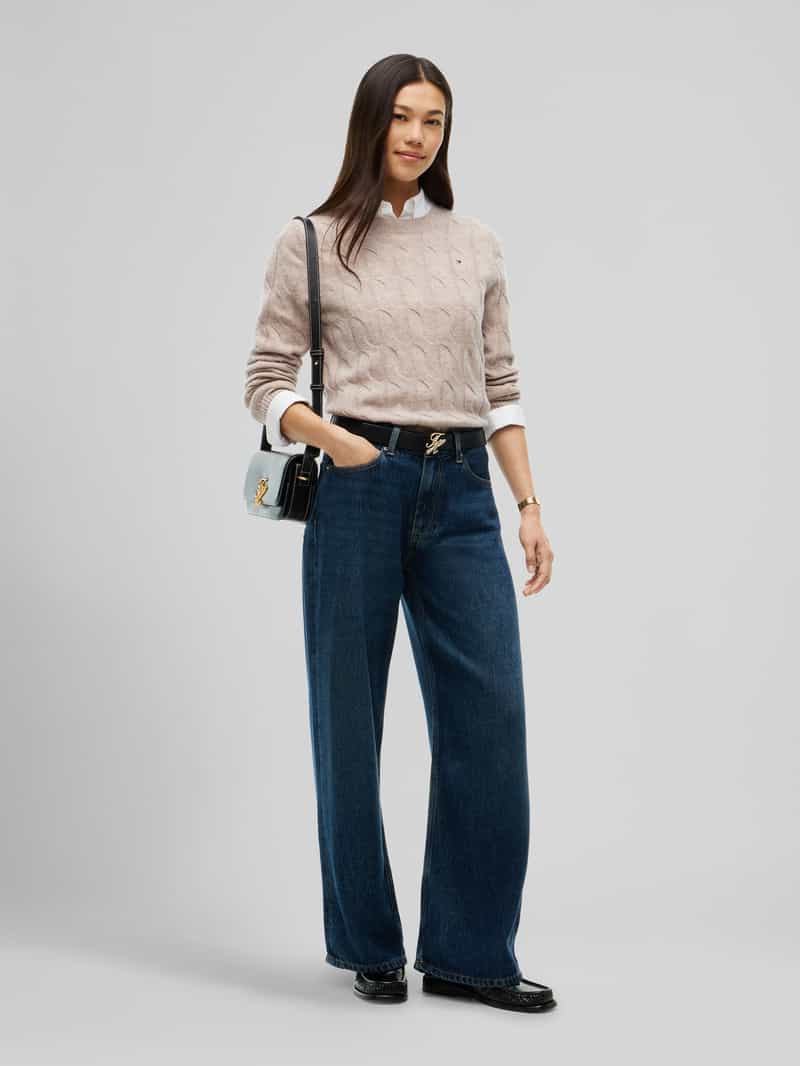 Tommy Hilfiger Regular fit pullover van pure wol zand, foto 5