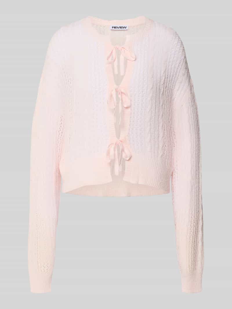 Review Gebreide cardigan met ajourpatroon
