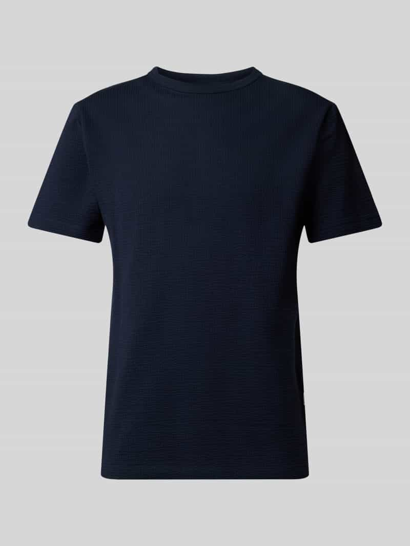 Selected Homme T-shirt met geribde ronde hals, model 'SANDER'