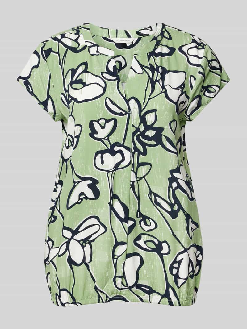 Tom Tailor Loose fit blouse met korte mouwen van pure viscose met all-over motief
