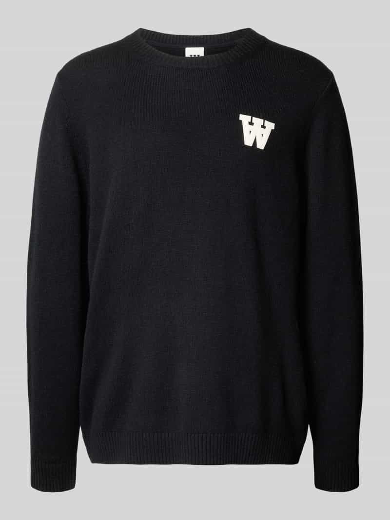 Wood Gebreide pullover met stitching en ronde hals model 'Tay'