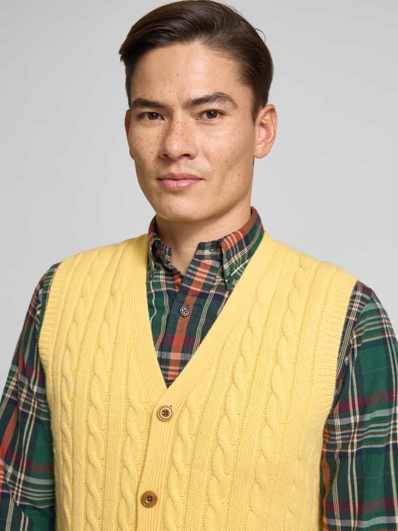 Polo Ralph Lauren Mouwloos vest van een mix van katoen en kasjmier met kabelpatroon