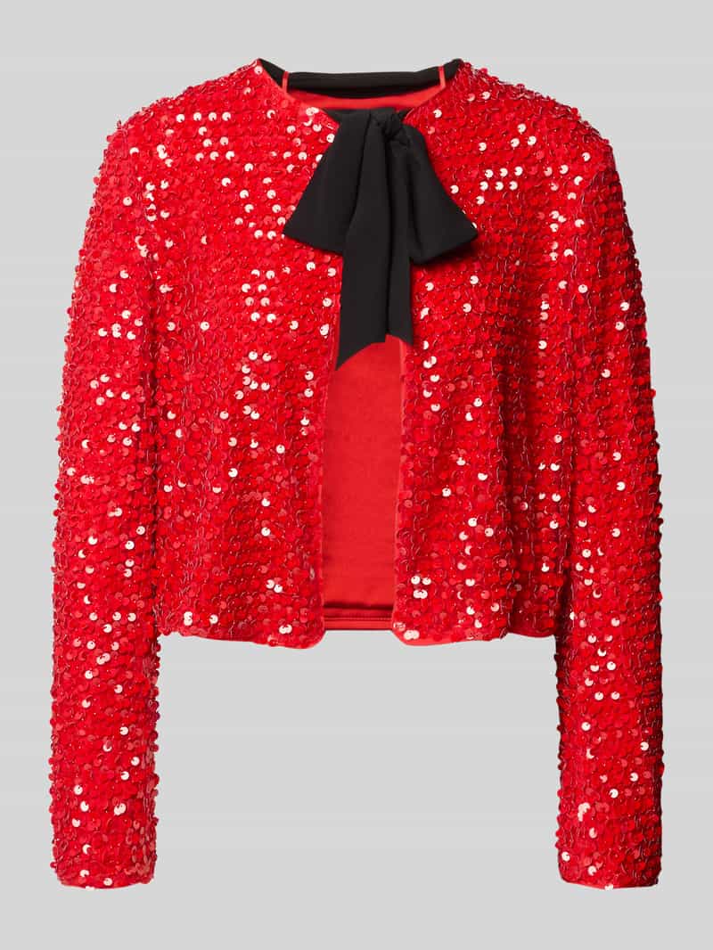 Marc Cain Regular fit blazer met pailletten en strik