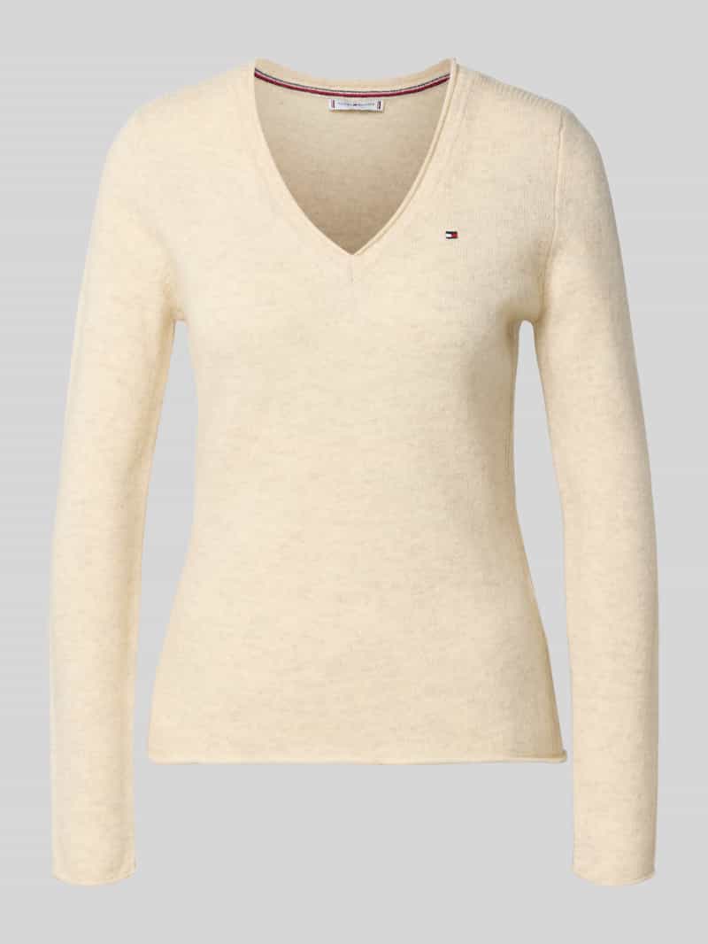 Tommy Hilfiger Slim fit gebreide pullover van zuivere wol