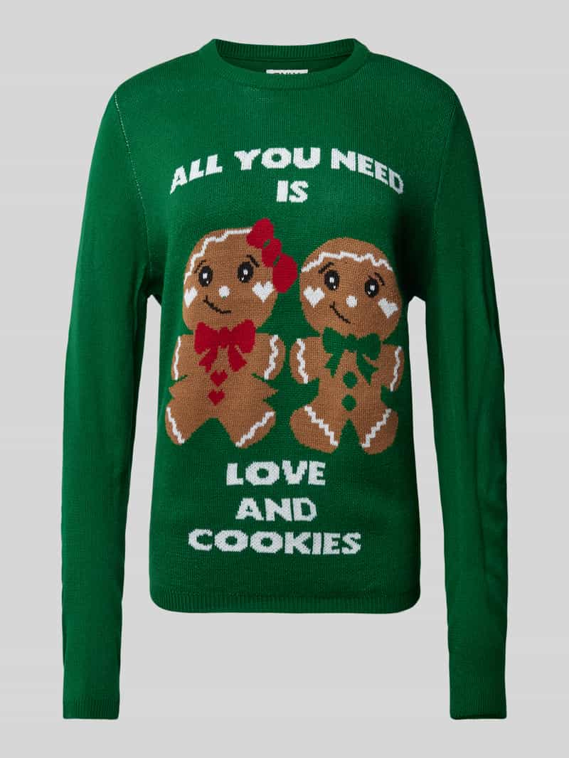 Only Regular fit kersttrui met peperkoekmotief, model 'XMAS GINGERBREAD'