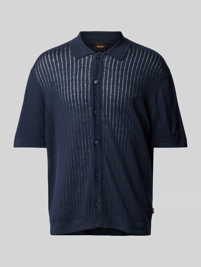 Boss Orange Regular fit linnen overhemd met polokraag model 'Kamicino'