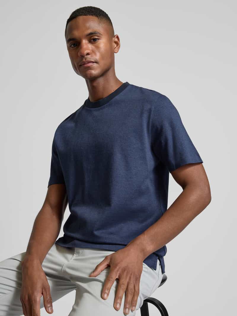 Boss T-shirt met geribde ronde hals model 'Thompson'