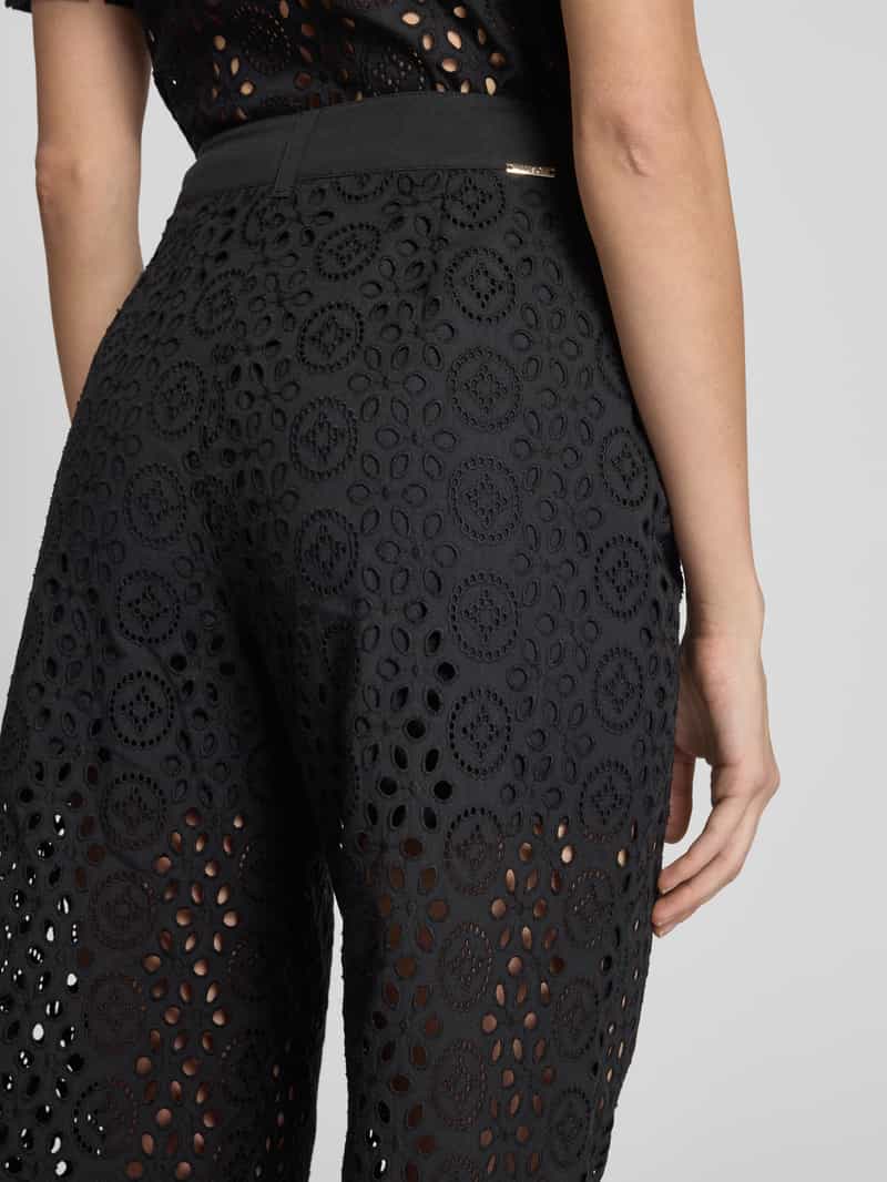 Liu Jo White Wide leg broek met broderie anglaise