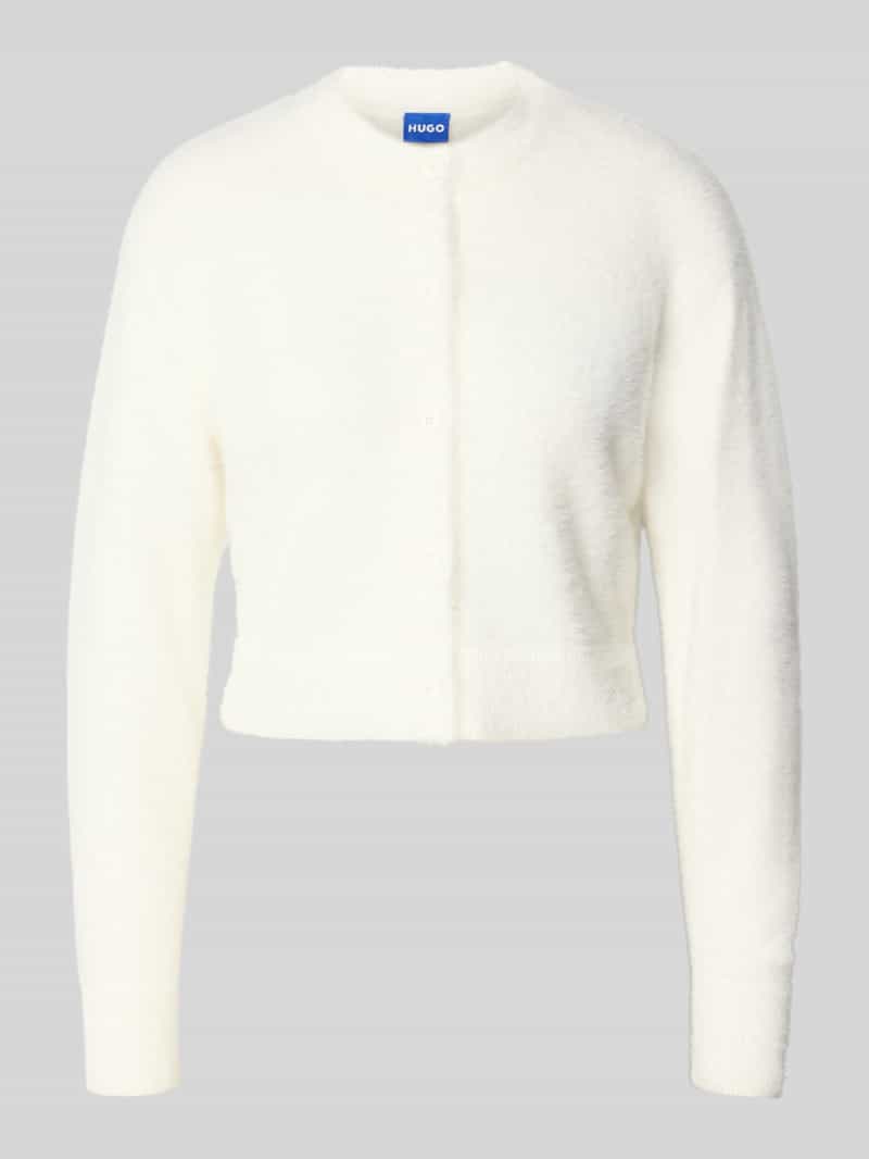 Hugo Blue Regular fit gebreid jack met labelstitching model 'SFURRY'