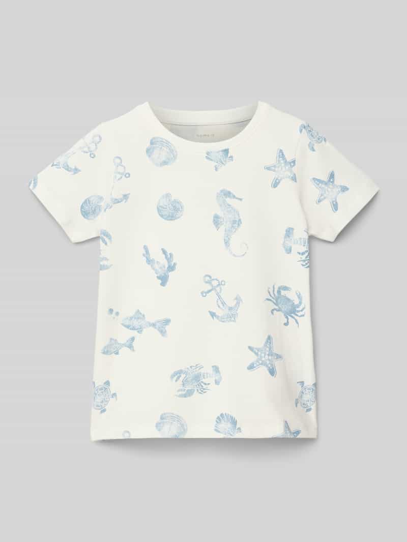name it T-shirt met geribde ronde hals model 'FILLE'