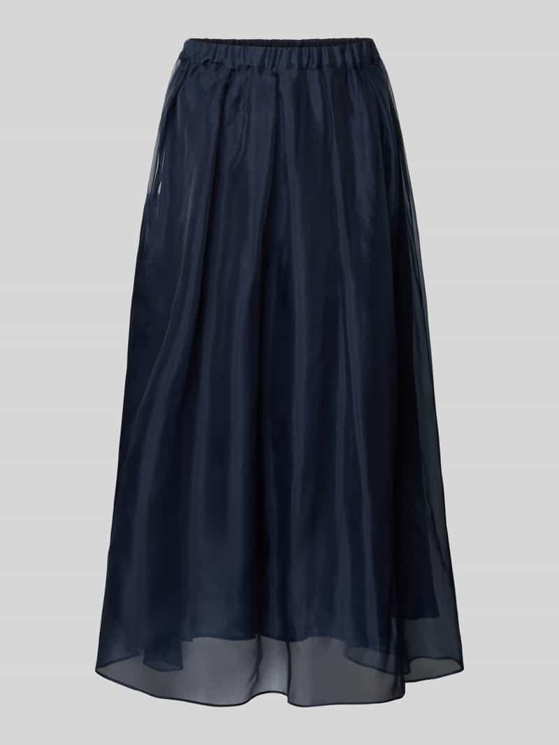 Weekend Max Mara Damen Ausgestellt Maxi-Rock Aus Reiner Seide Modell 'Visino' In Marine Größe 36 