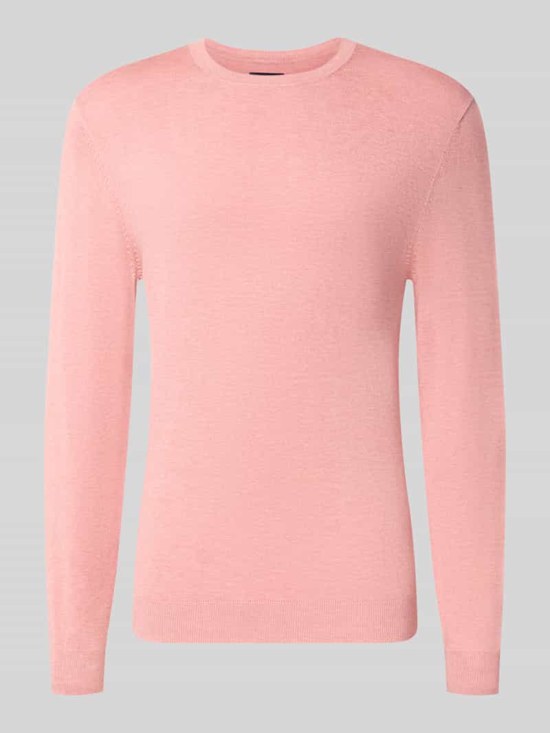 Gebreide pullover met geribde ronde hals