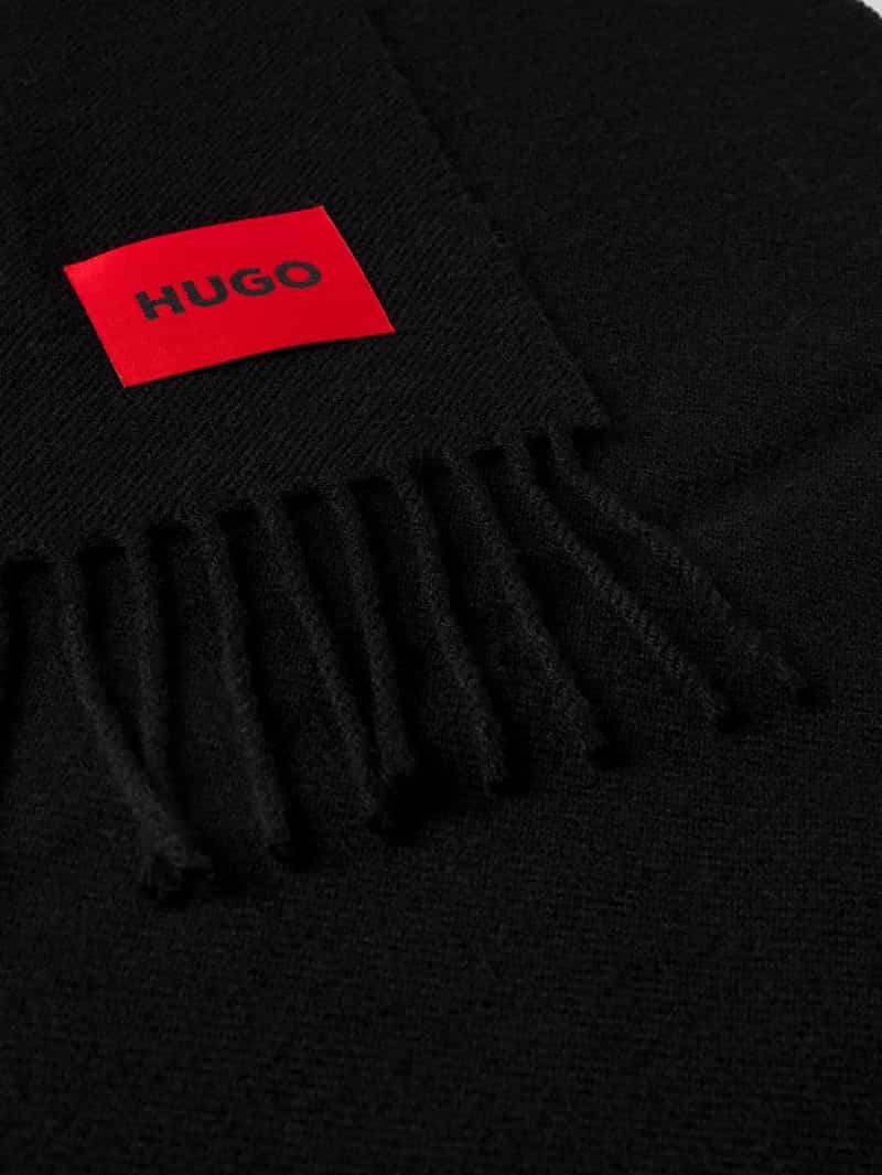 HUGO Wollen sjaal met labelpatch