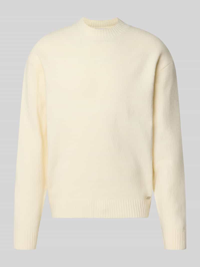 REVIEW relaxed fit gebreide pullover van materiaalmix met katoengehalte