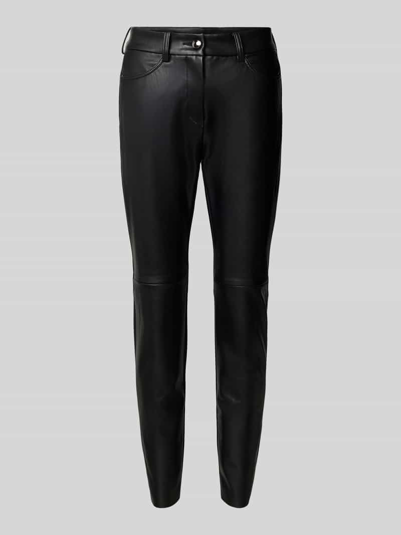 MAC Slim fit stoffen broek in leerlook 'Vegan'