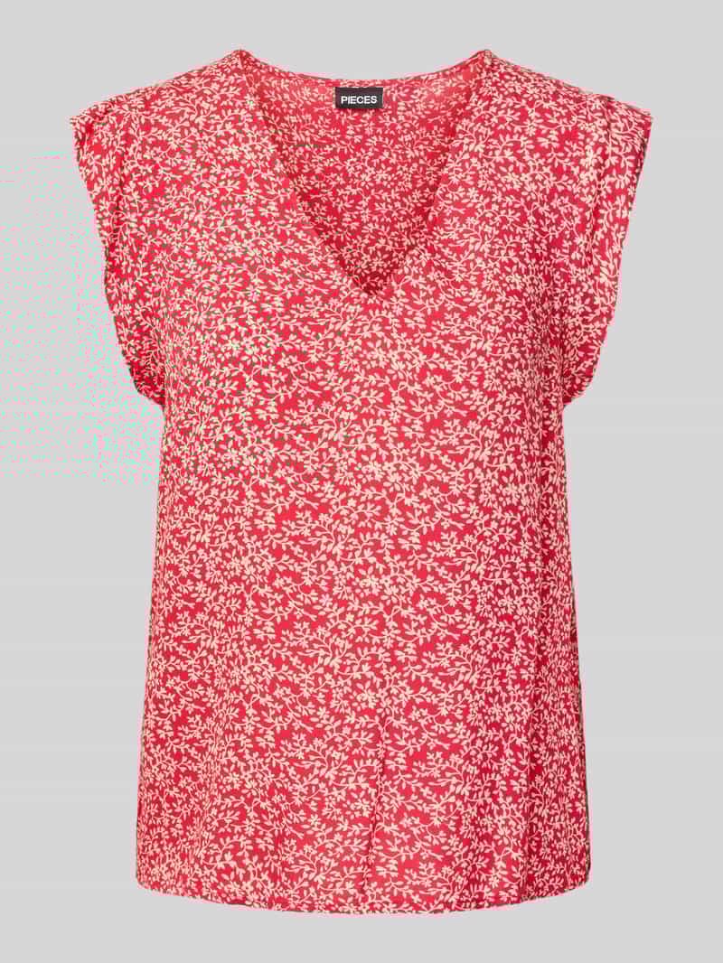 Pieces Regular fit blousetop met V-hals model 'NYA'