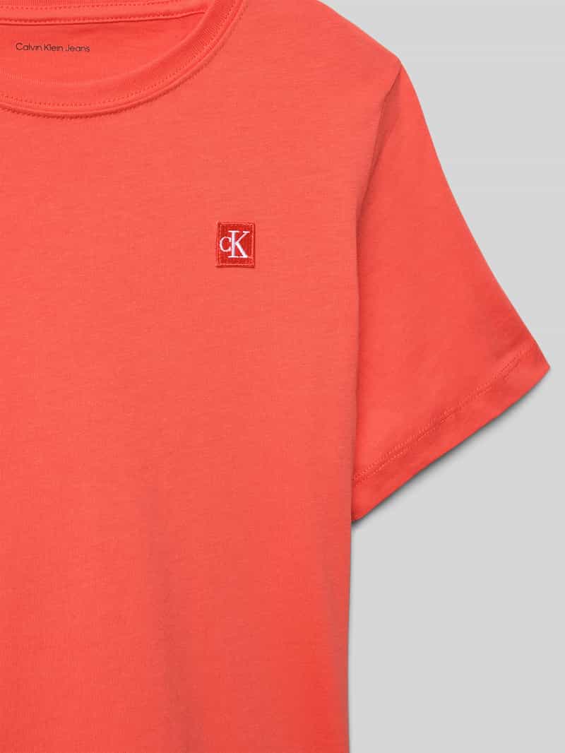 Calvin Klein Jeans Regular fit T-shirt van puur katoen met logopatch