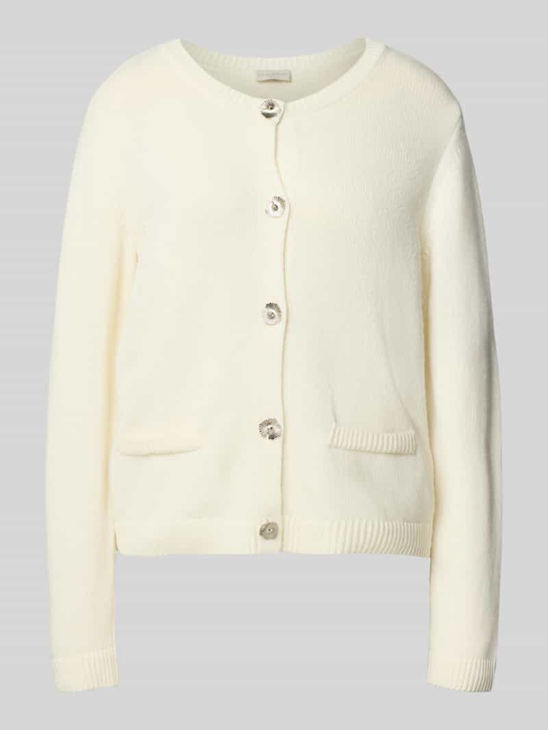 milano italy Regular fit gebreid jack met viscose en kasjmier