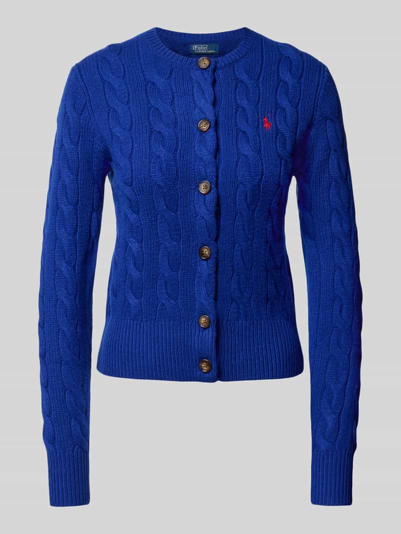 Polo Ralph Lauren Gebreid jack van een mix van linnen en kasjmier met kabelpatroon