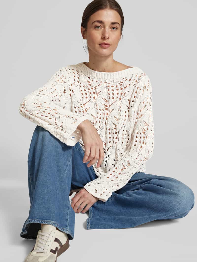 monari Gebreide pullover met ajourpatroon