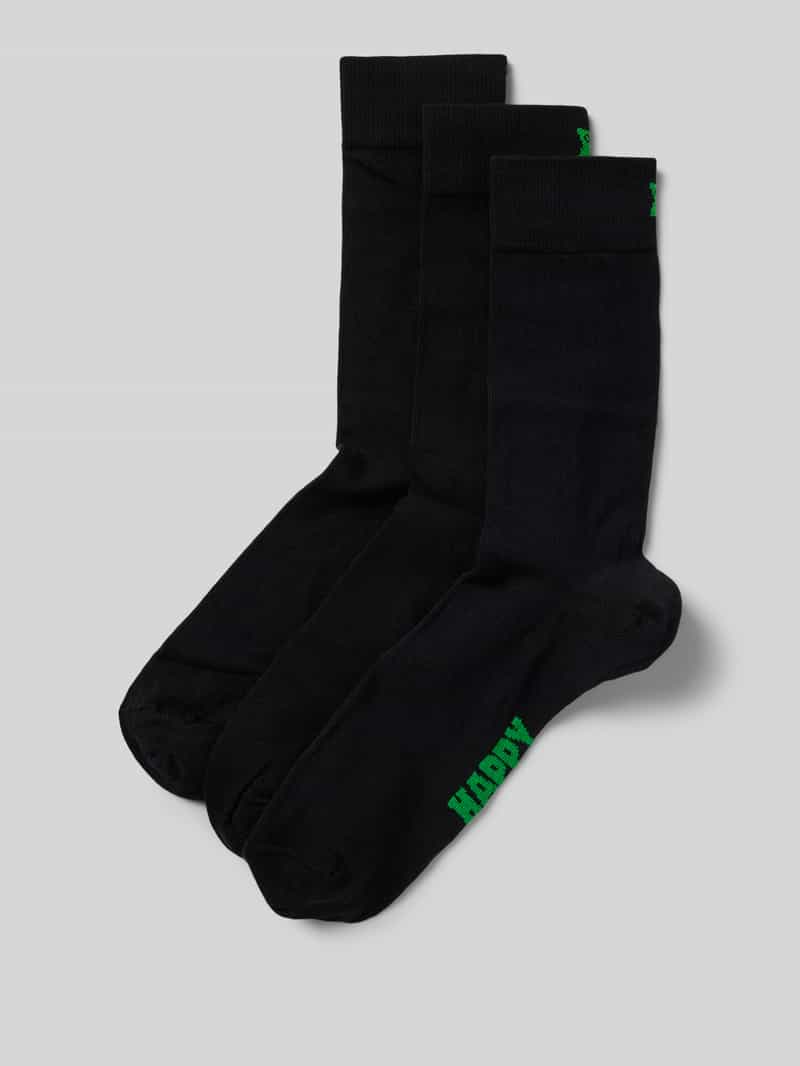 Happy Socks Sokken met labelprint in een set van 3 paar model 'Solid'
