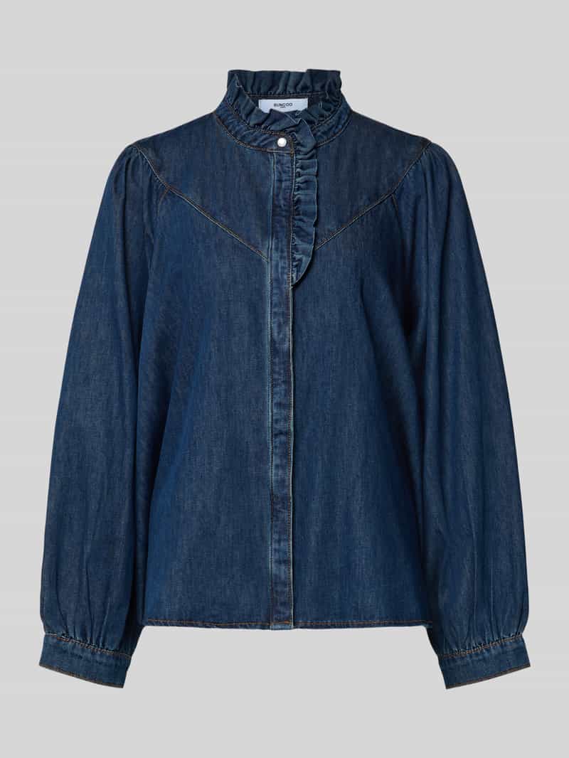 SUNCOO PARIS Regular fit met jeansblouse met ruches model 'LIVELY'