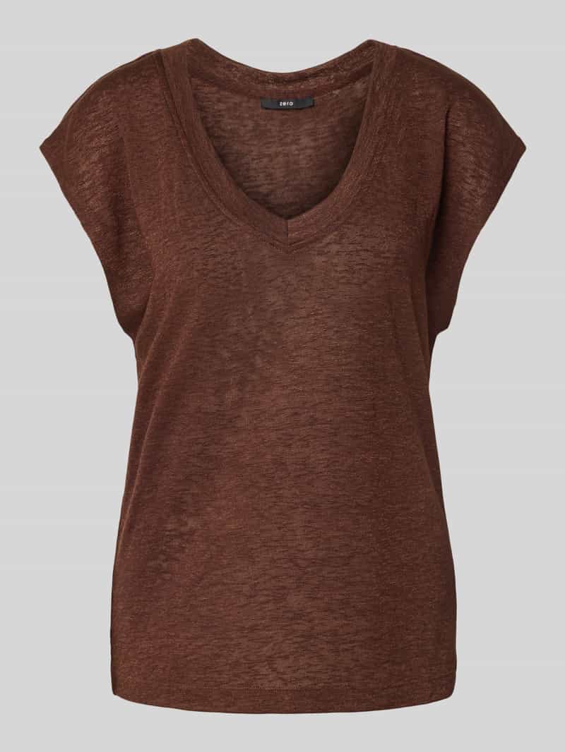 Zero T-shirt van viscosemix met V-hals