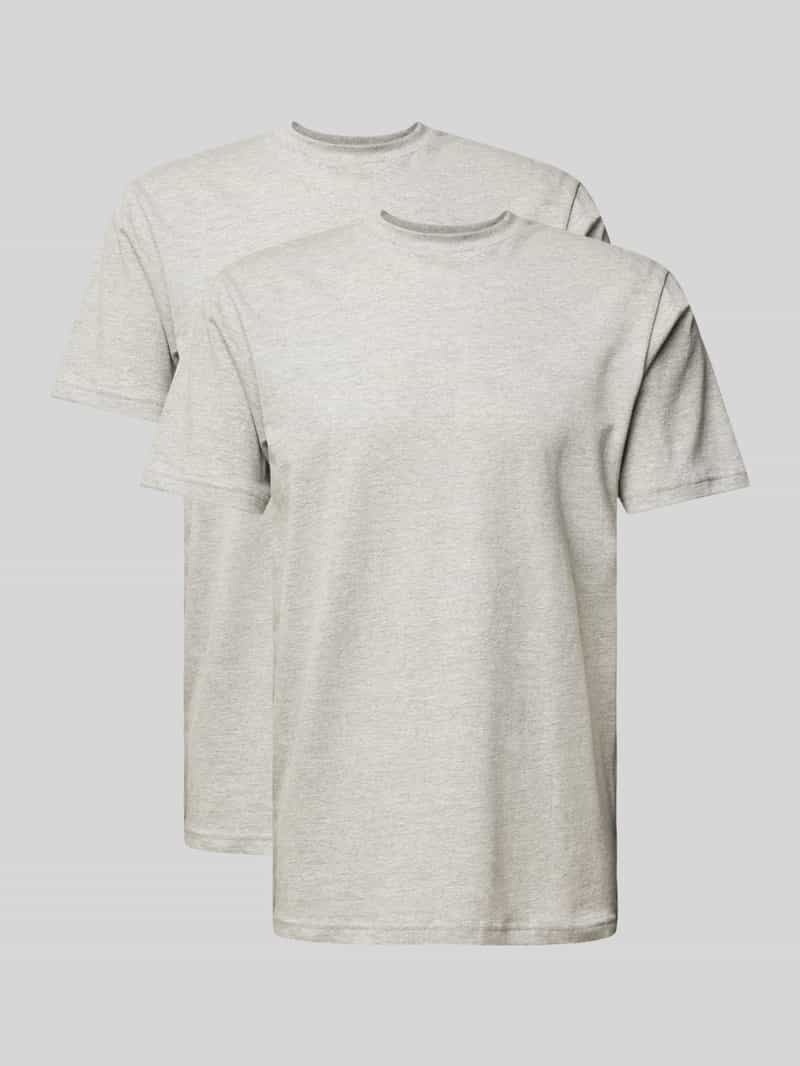 T-shirt met geribde ronde hals in set van 2