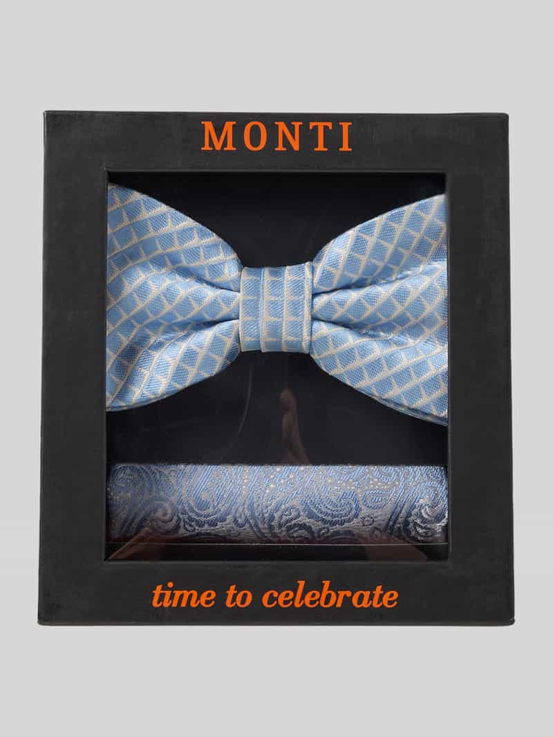 MONTI Vlinderdasje met kleur passend pochet (2 stuks)