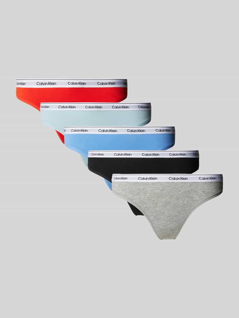 Calvin Klein Underwear String met elastische band met label in een set van 5 stuks