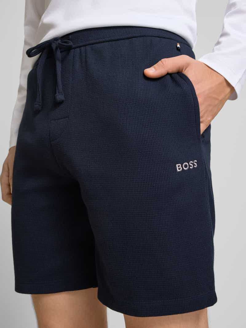 Boss Korte regular fit broek met structuurmotief