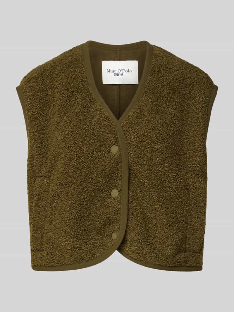 Marc O'Polo DENIM Boxy fit gilet van teddybont met drukknoopsluiting
