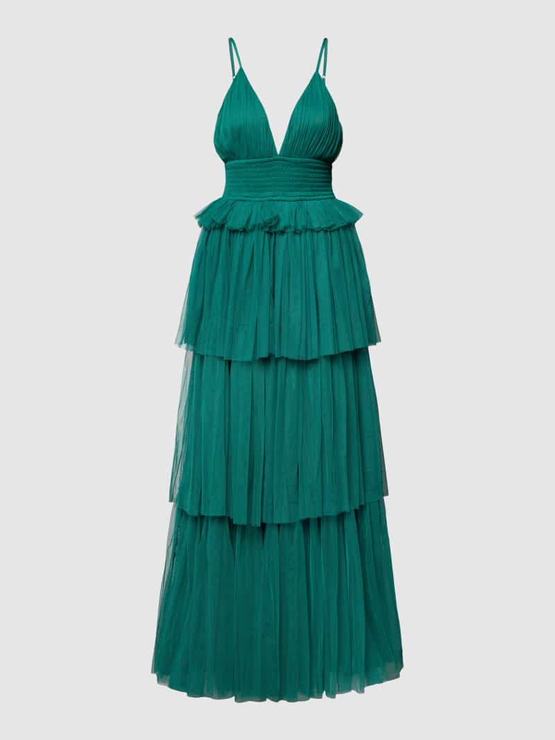 Lace & Beads Avondjurk met diepe V-hals
