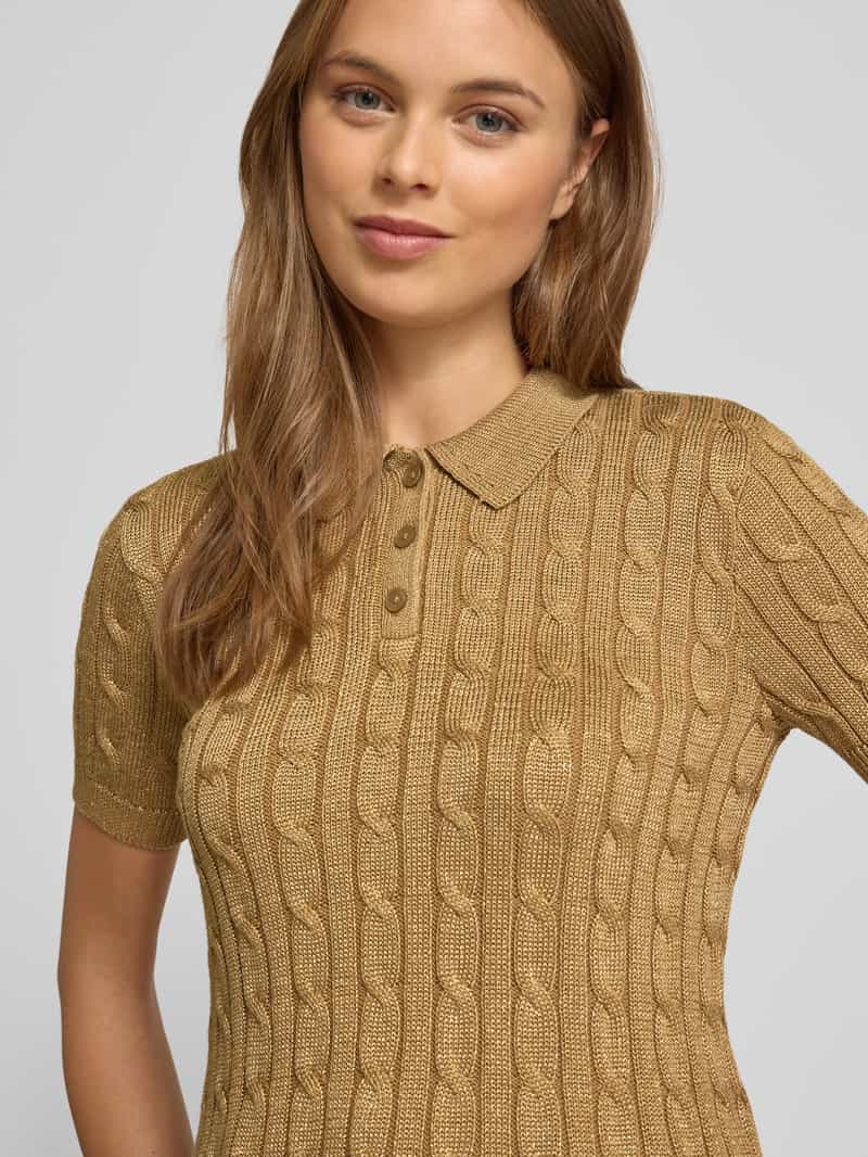 Lauren Ralph Lauren Gebreid shirt met kabelpatroon en polokraag model 'NATRISSA'