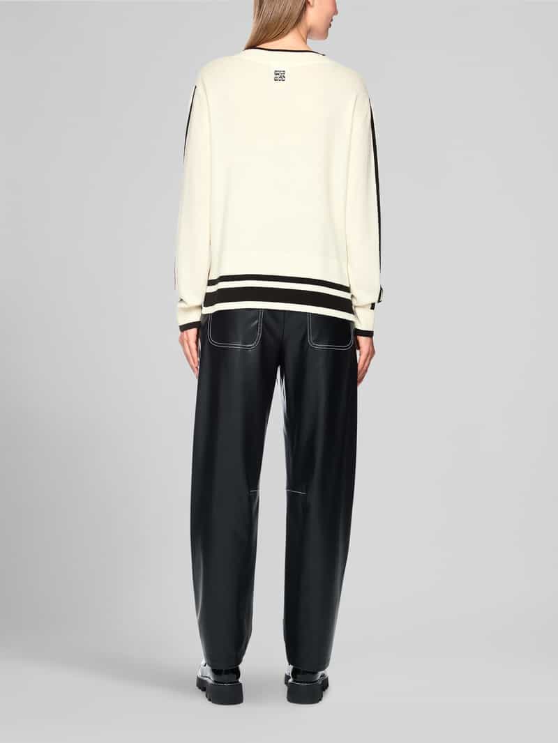 Marc Cain Pullover van mix van wol en alpaca met structuurlogo
