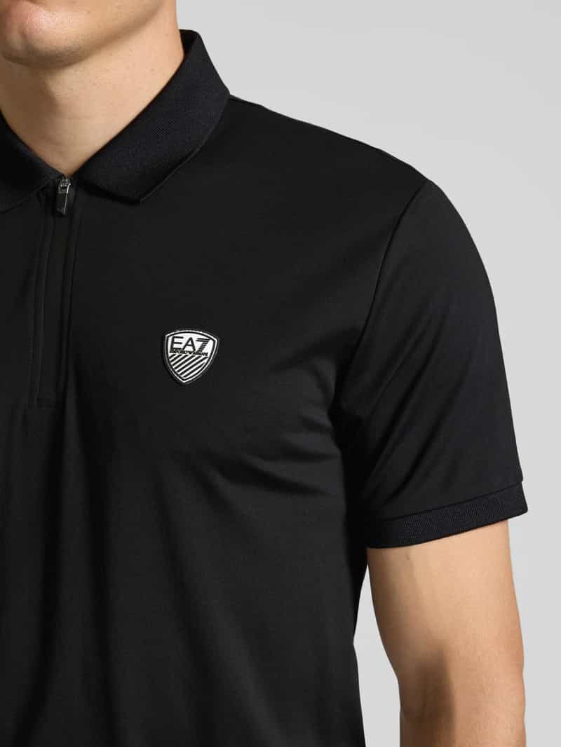 EA7 Emporio Armani Regular fit poloshirt met ritssluiting en labelpatch