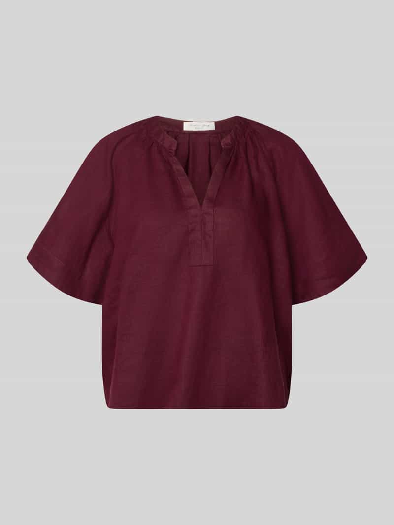 boxy fit linnen blouse met V-hals