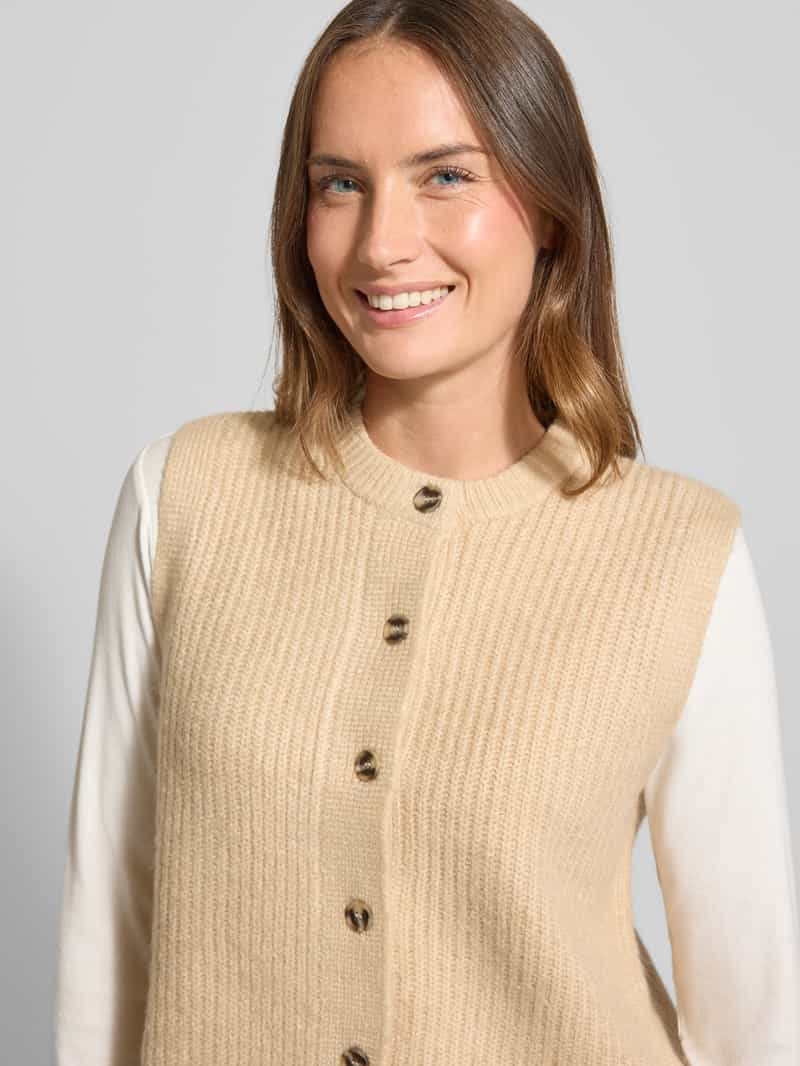 Jake*s Casual Mouwloos vest met wol en knoopsluiting