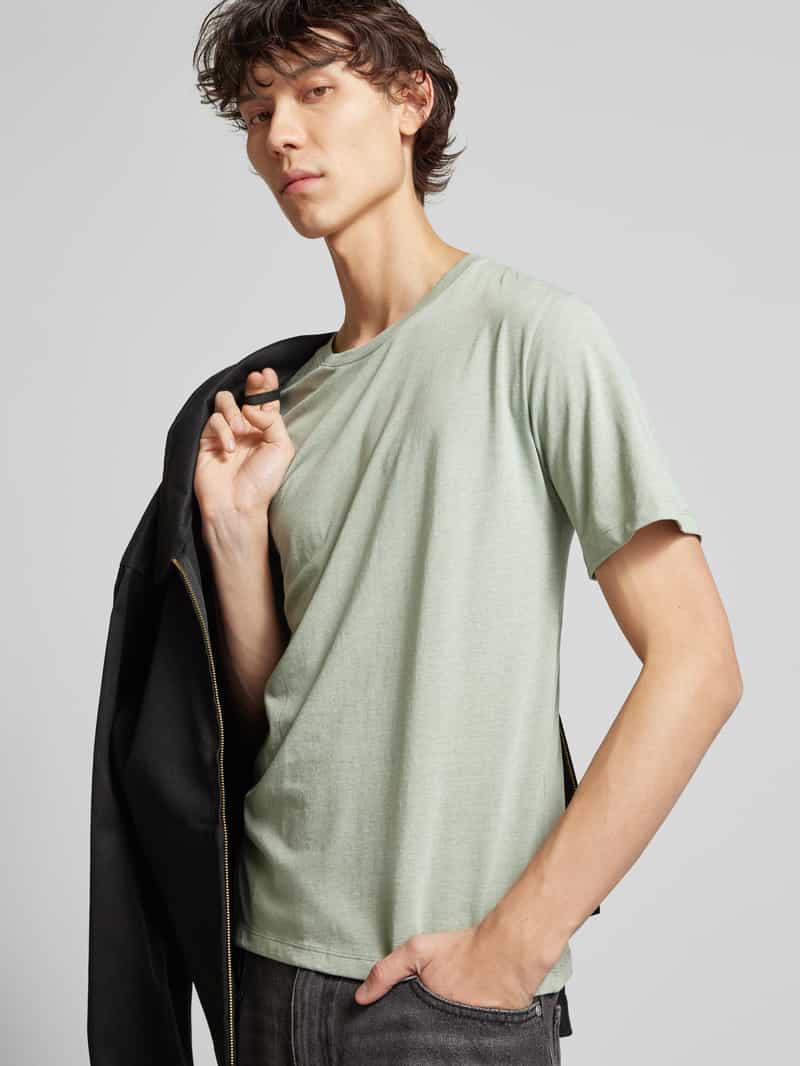 jack & jones T-shirt met geribde ronde hals