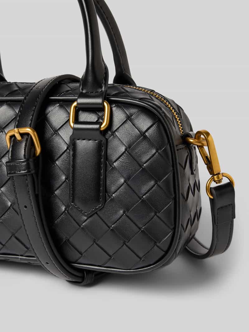 Seidenfelt Handtas in gevlochten look model 'KINNA BOWLING BAG'