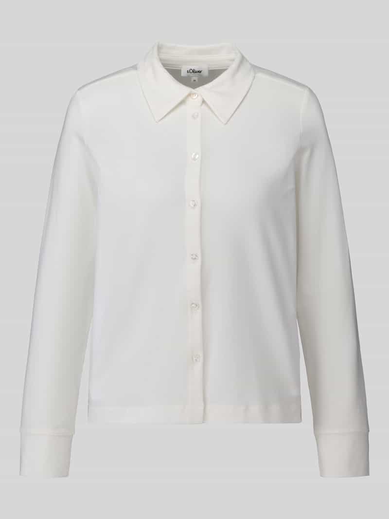 relaxed fit blouse met lange mouwen van katoenmix